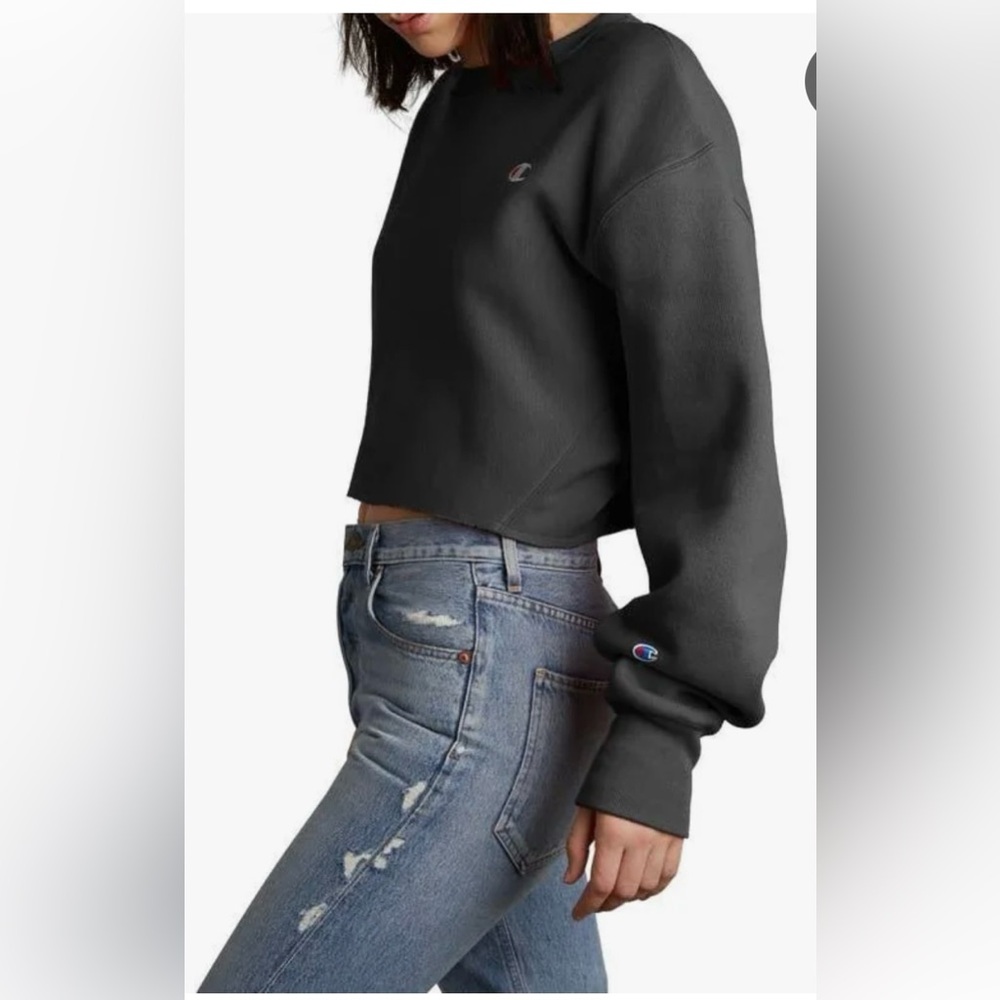 Champion reverse weave Black Cropped Sweatshirt